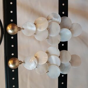 Post Back Earrings Natural white pearlescent shells. Matte gold tone.